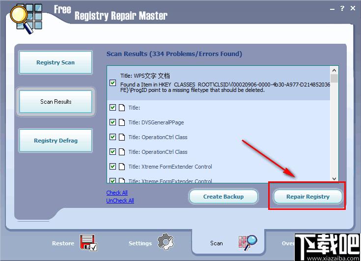 Free Registry Repair Master下载,系统修复,注册表,修复工具