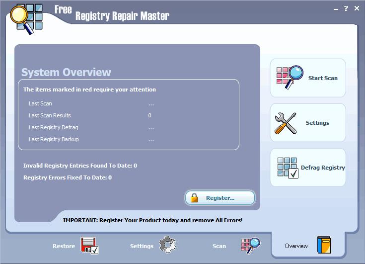 Free Registry Repair Master下载,系统修复,注册表,修复工具